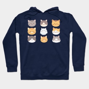 Cute Kitty Pattern. Nine Adorable Minimalist Cats Hoodie